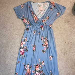 Blue Floral Dress *works for maternity & nursing*